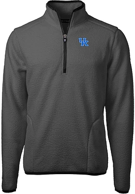 Cutter and Buck Kentucky Wildcats Mens Grey Cascade Sherpa Long Sleeve 1/4 Zip Pullover