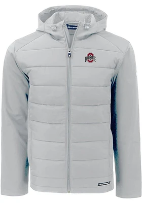 Cutter and Buck Ohio State Buckeyes Mens Charcoal Solid Evoke Hood Heavyweight Jacket