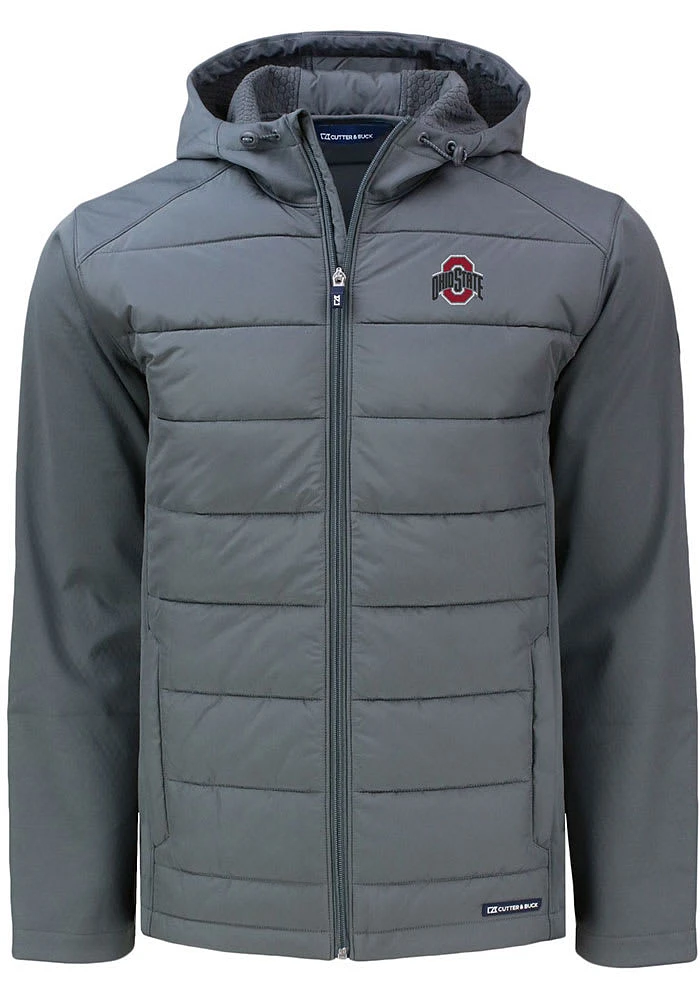 Cutter and Buck Ohio State Buckeyes Mens Solid Evoke Hood Medium Weight Jacket