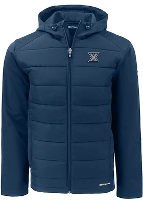 Cutter and Buck Xavier Musketeers Mens Navy Blue Evoke Hood Heavyweight Jacket