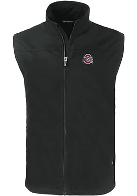 Cutter and Buck Ohio State Buckeyes Mens Black Charter Logo Sleeveless Jacket