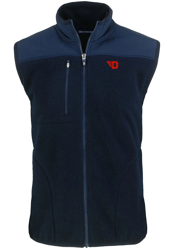 Cutter and Buck Dayton Flyers Mens Navy Blue Cascade Sherpa Sleeveless Jacket