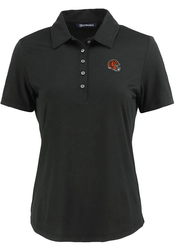 Cutter and Buck Cincinnati Bengals Womens Helmet Coastline Eco Short Sleeve Polo Shirt