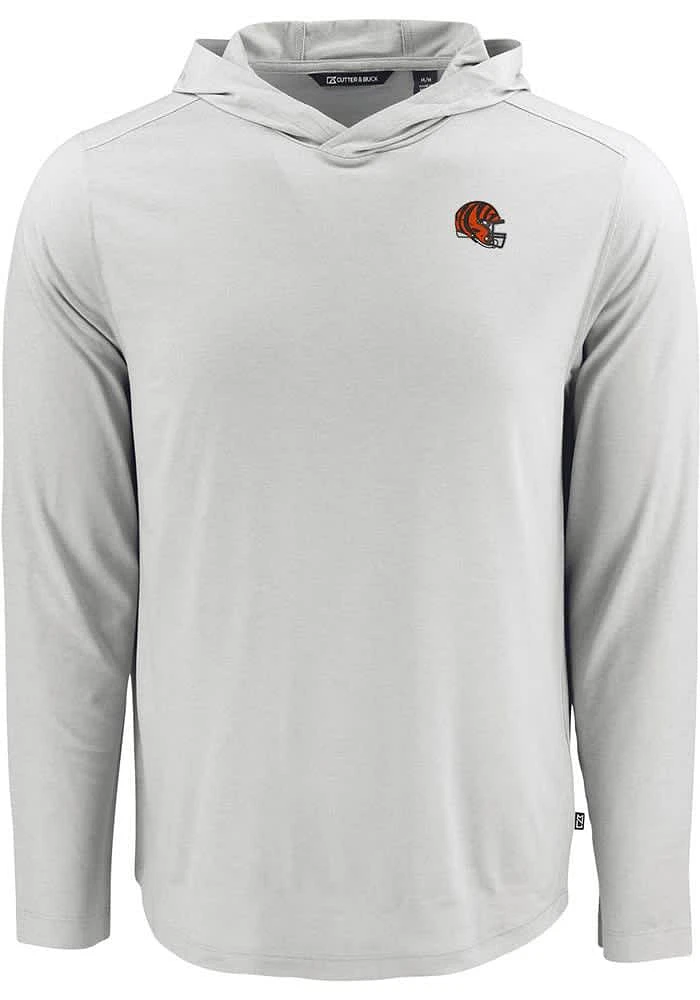 Cutter and Buck Cincinnati Bengals Mens Grey Helmet Coastline Eco Long Sleeve Hoodie