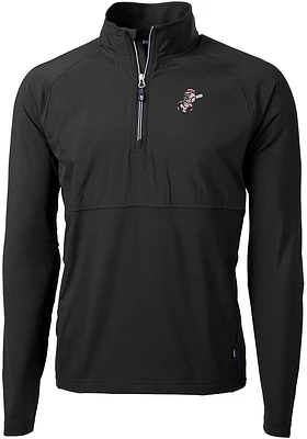 Cutter and Buck Cincinnati Reds Mens Black Cooperstown Adapt Eco Hybrid Long Sleeve Qtr Zip Pull..