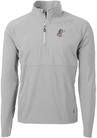 Cutter and Buck Cincinnati Reds Mens Grey Cooperstown Adapt Eco Hybrid Long Sleeve Qtr Zip Pullove..