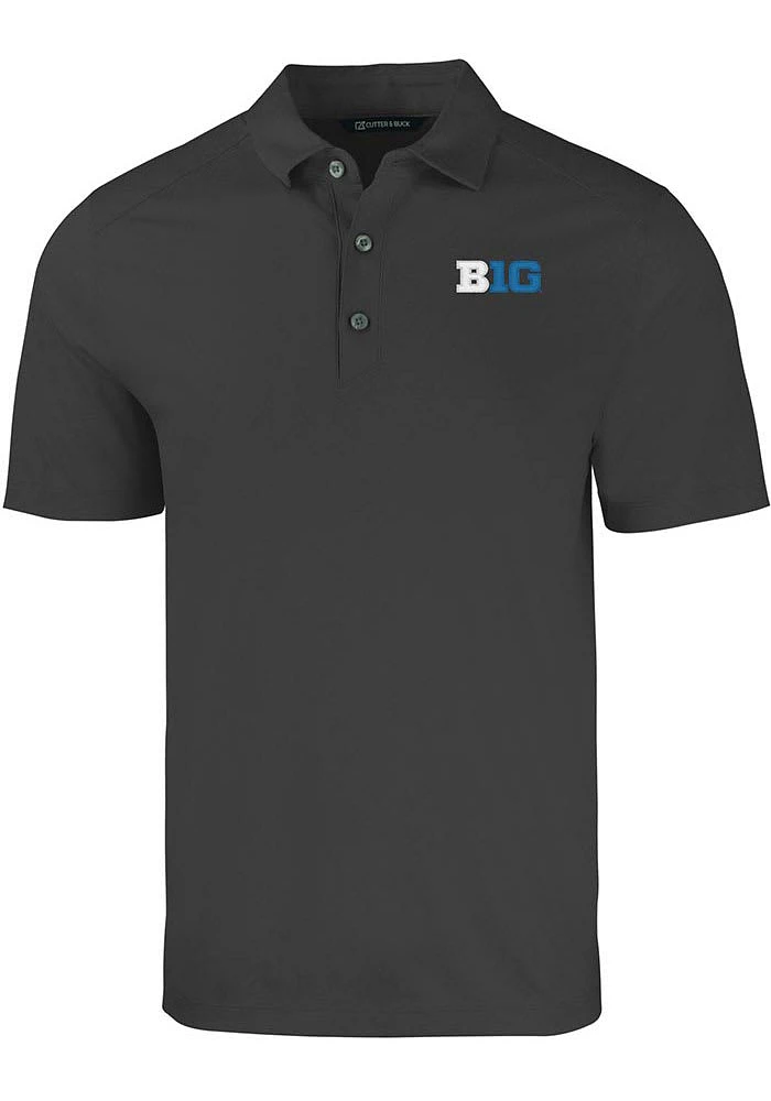 Cutter and Buck Big Ten Mens Black Forge Logo Short Sleeve Polo