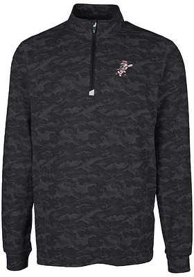 Cutter and Buck Cincinnati Reds Mens Black Cooperstown Traverse Camo Long Sleeve Qtr Zip Pullove..