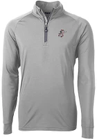 Cutter and Buck Cincinnati Reds Mens Grey Cooperstown Adapt Eco Knit Long Sleeve Qtr Zip Pullove..