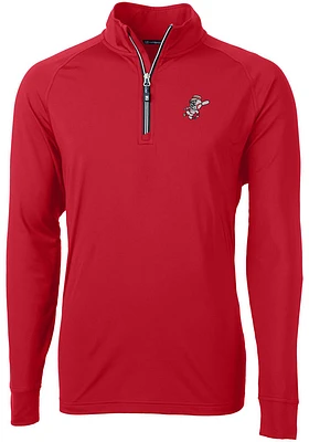 Cutter and Buck Cincinnati Reds Mens Red Cooperstown Adapt Eco Knit Long Sleeve Qtr Zip Pullover