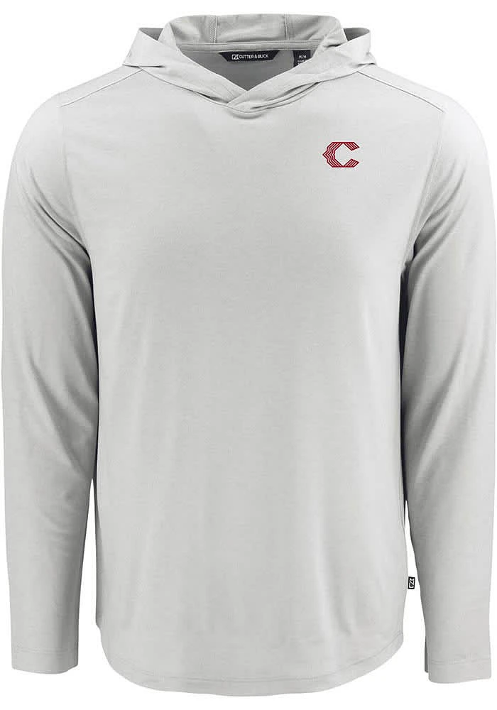 Cutter and Buck Cincinnati Reds Mens Charcoal City Connect Coastline Eco Long Sleeve Hoodie