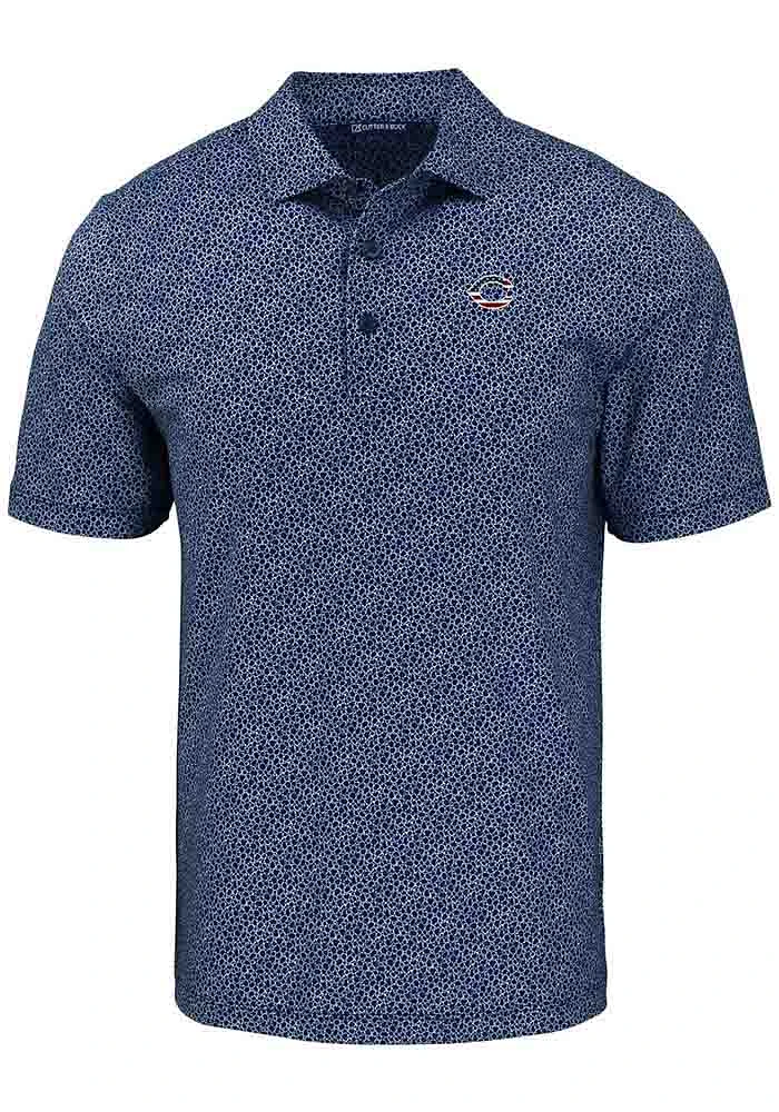 Cutter and Buck Cincinnati Reds Mens Navy Blue Stars Stripes Pike Pebble Short Sleeve Polo