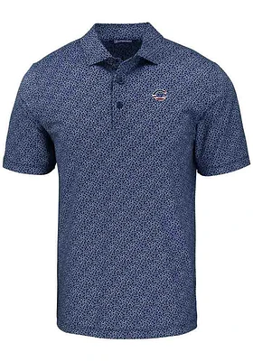 Cutter and Buck Cincinnati Reds Mens Navy Blue Stars Stripes Pike Pebble Short Sleeve Polo