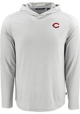 Cutter and Buck Cincinnati Reds Mens Charcoal Coastline Eco Long Sleeve Hoodie