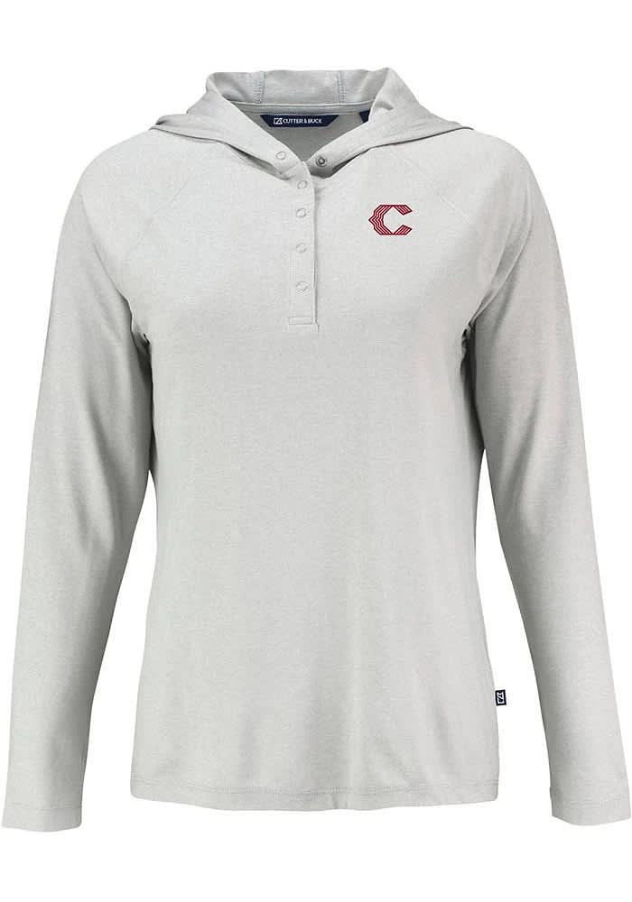 Cutter and Buck Cincinnati Reds Womens Charcoal City Connect Coastline Eco Hooded Sweatshirt