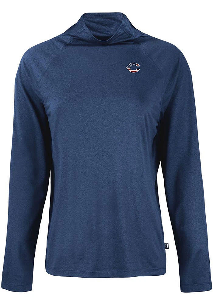 Cutter and Buck Cincinnati Reds Womens Navy Blue Coastline Eco Funnel Neck Crew Sweatshirt