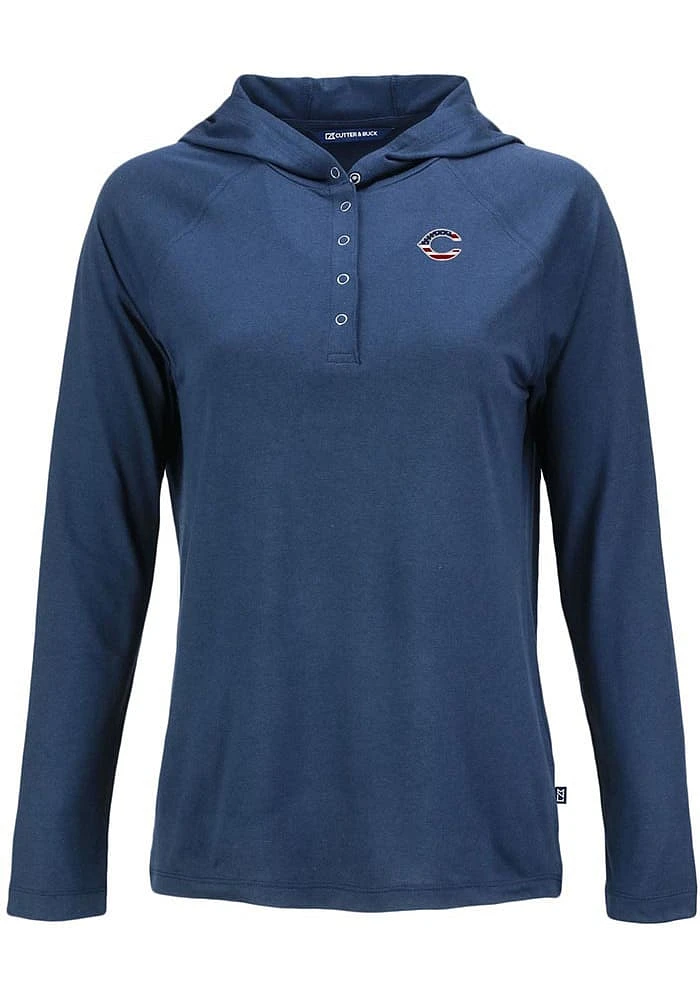 Cutter and Buck Cincinnati Reds Womens Navy Blue Coastline Eco Hooded Sweatshirt