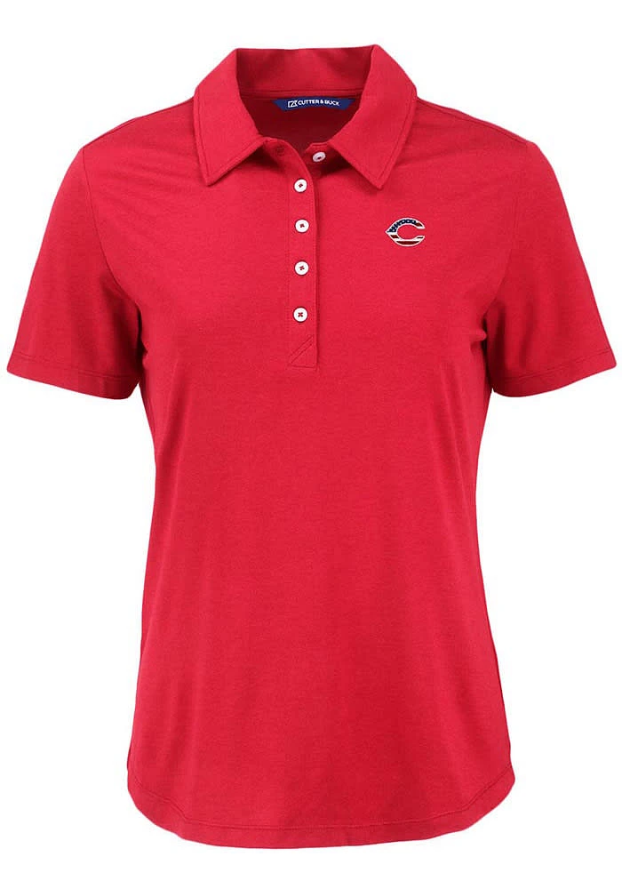 Cutter and Buck Cincinnati Reds Womens Cardinal Coastline Eco Short Sleeve Polo Shirt