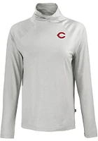 Cutter and Buck Cincinnati Reds Womens Charcoal Coastline Eco Funnel Neck Crew Sweatshirt