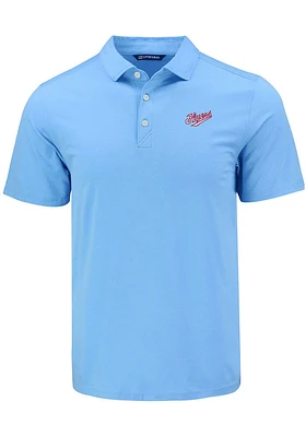 Cutter and Buck Dayton Flyers Mens Light Blue Vault Coastline Eco Short Sleeve Polo