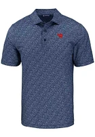 Cutter and Buck Dayton Flyers Mens Navy Blue Pike Pebble Short Sleeve Polo