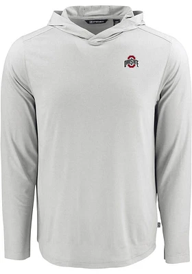 Cutter and Buck Ohio State Buckeyes Mens White Letter Coastline Eco Long Sleeve Hoodie