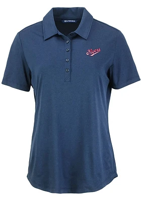 Cutter and Buck Dayton Flyers Womens Navy Blue Vault Coastline Eco Short Sleeve Polo Shirt