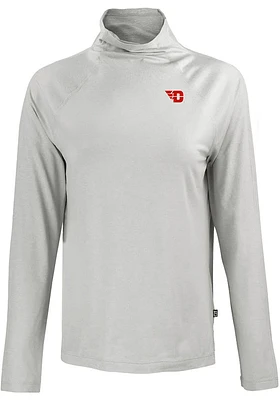 Cutter and Buck Dayton Flyers Womens Grey Coastline Eco Funnel Neck Crew Sweatshirt