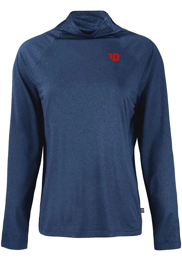 Cutter and Buck Dayton Flyers Womens Navy Blue Coastline Eco Funnel Neck Crew Sweatshirt