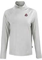 Cutter and Buck Ohio State Buckeyes Womens Grey White Letter Coastline Eco Funnel Neck Crew Swea..