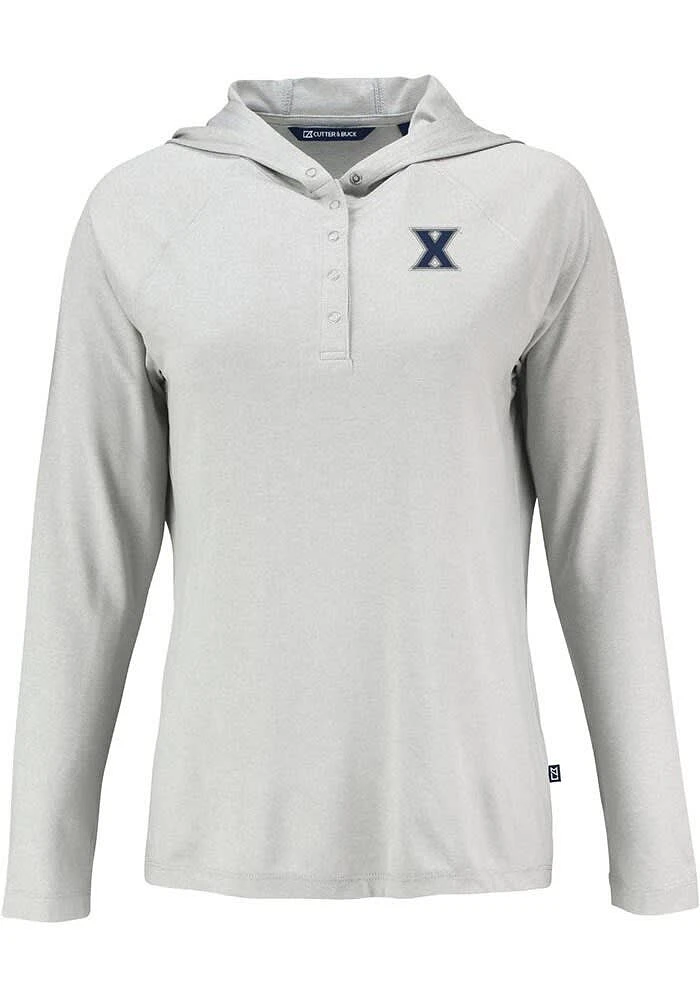 Cutter and Buck Xavier Musketeers Womens Grey Coastline Eco Hooded Sweatshirt