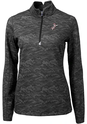 Cutter and Buck Cincinnati Reds Womens Black Cooperstown Traverse Camo 1/4 Zip Pullover