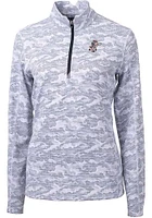 Cutter and Buck Cincinnati Reds Womens Charcoal Cooperstown Traverse Camo 1/4 Zip Pullover