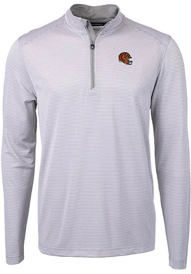 Cutter and Buck Cincinnati Bengals Mens Grey Helmet Virtue Eco Pique Stripe Big Tall 1/4 Zip..