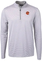 Cutter and Buck Cincinnati Bengals Mens Grey Historic Virtue Eco Pique Stripe Big Tall Qtr Z..