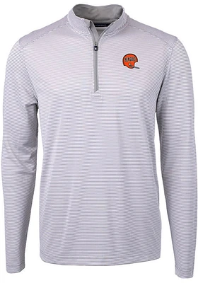 Cutter and Buck Cincinnati Bengals Mens Grey Historic Virtue Eco Pique Micro Stripe Long Sleeve ..