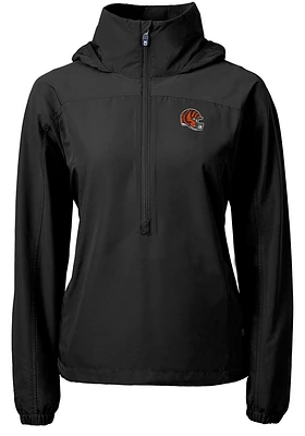 Cutter and Buck Cincinnati Bengals Womens Helmet Charter Eco Long Sleeve Pullover