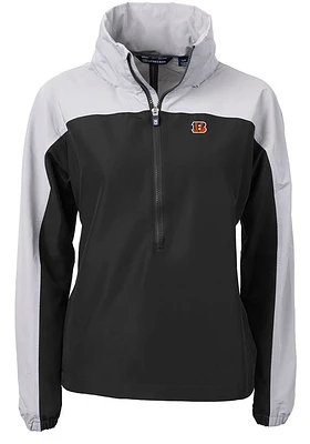 Cutter and Buck Cincinnati Bengals Womens Black Logo Charter Eco Long Sleeve Pullover