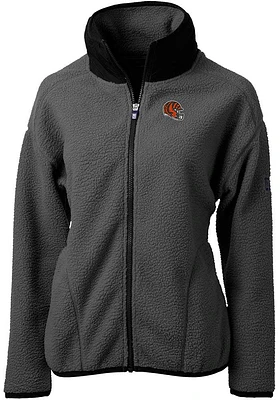 Cutter and Buck Cincinnati Bengals Womens Grey Helmet Cascade Sherpa Long Sleeve Full Zip Jacket