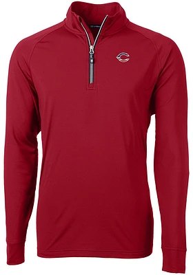 Cutter and Buck Cincinnati Reds Mens Cardinal Stars Stripes Adapt Eco Knit Long Sleeve Qtr Zip..