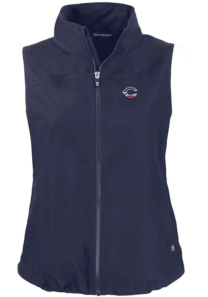 Cutter and Buck Cincinnati Reds Womens Navy Blue Stars Stripes Charter Vest