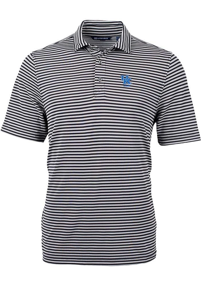 Cutter and Buck Kentucky Wildcats Mens Alumni Virtue Eco Pique Stripe Short Sleeve Polo