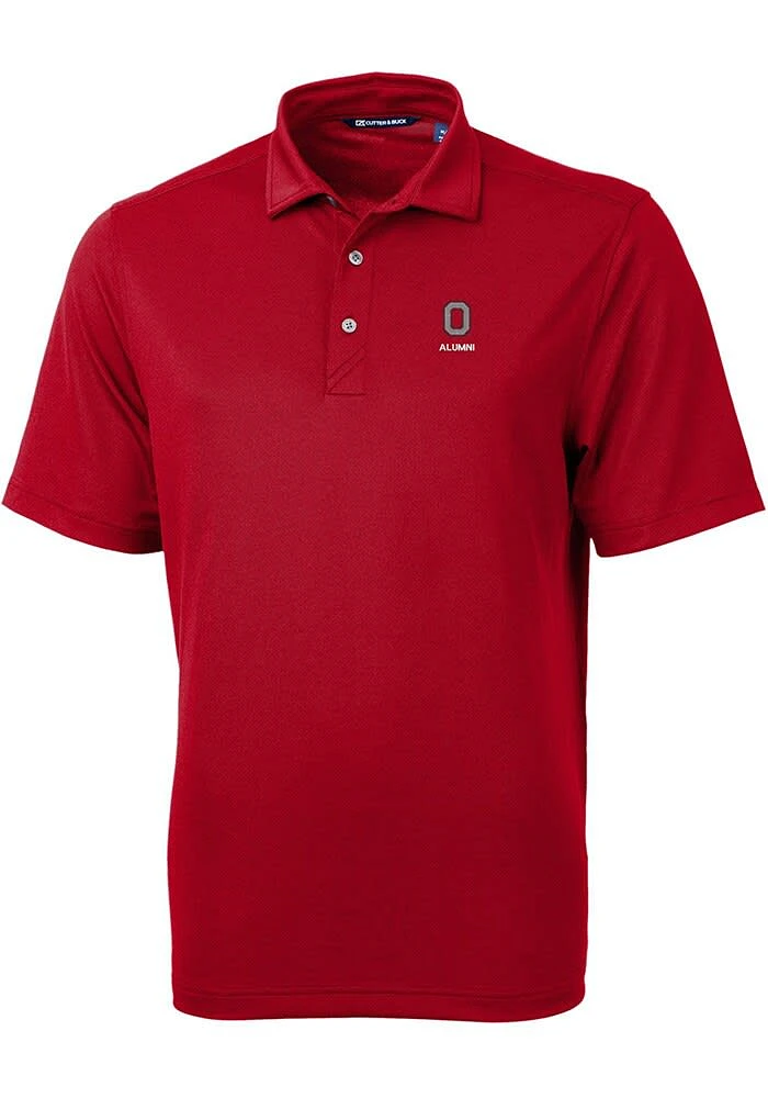 Cutter and Buck Ohio State Buckeyes Mens Cardinal Alumni Virtue Eco Pique Short Sleeve Polo