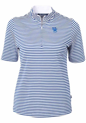 Cutter and Buck Kentucky Wildcats Womens Blue Alumni Virtue Eco Pique Stripe Short Sleeve Polo S..