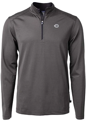 Cutter and Buck Cincinnati Reds Mens Black Mono Virtue Eco Pique Stripe Big Tall 1/4 Zip Pul..