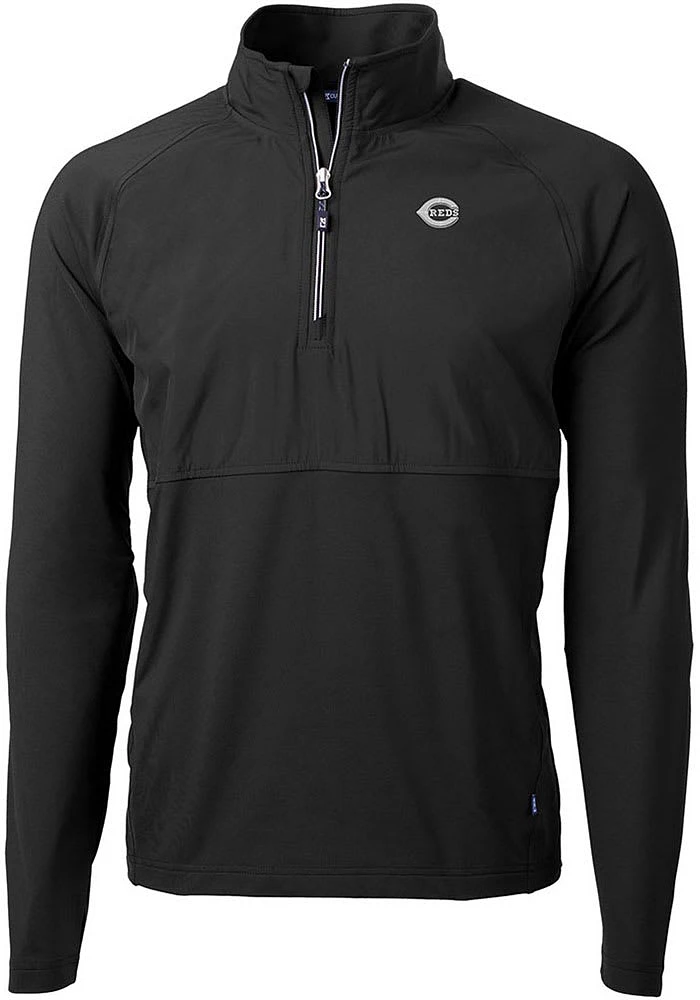 Cutter and Buck Cincinnati Reds Mens Mono Adapt Eco Hybrid Long Sleeve Qtr Zip Pullover