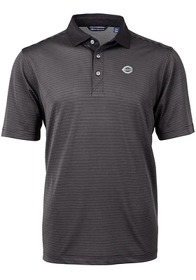 Cutter and Buck Cincinnati Reds Mens Mono Virtue Eco Pique Micro Stripe Short Sleeve Polo