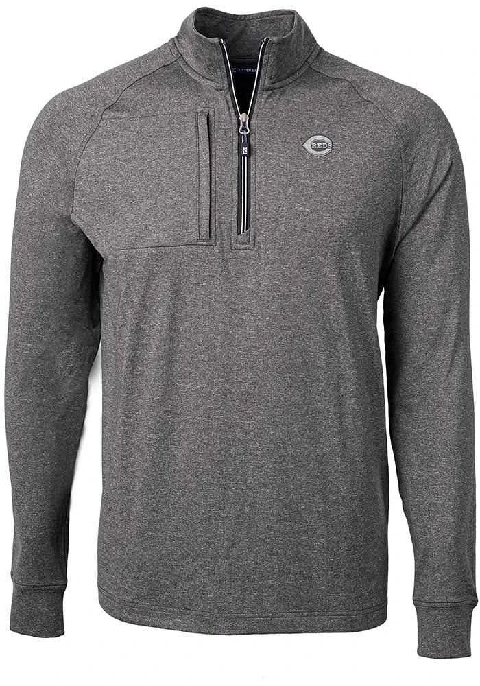 Cutter and Buck Cincinnati Reds Mens Mono Adapt Eco Long Sleeve Qtr Zip Pullover