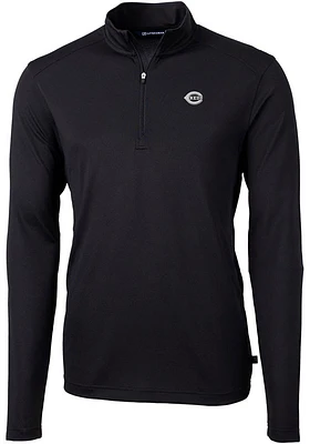 Cutter and Buck Cincinnati Reds Mens Mono Virtue Eco Pique Long Sleeve Qtr Zip Pullover