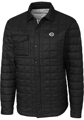 Cutter and Buck Cincinnati Reds Mens Black Mono Rainier PrimaLoft Style Outerwear Lined Jacket